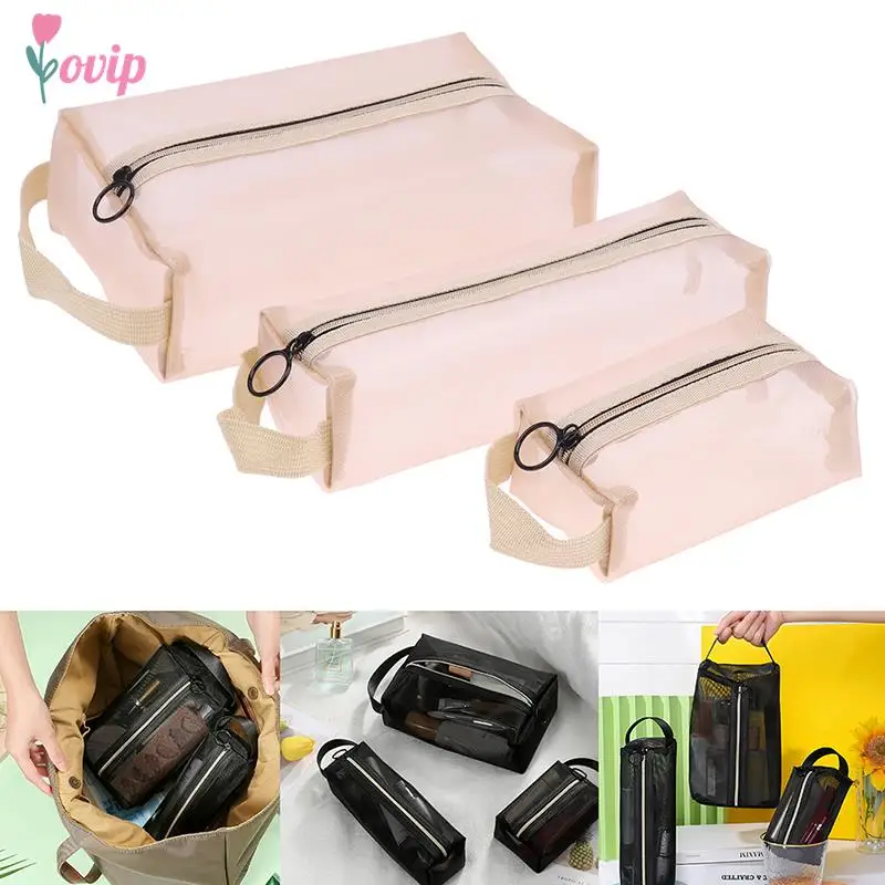 

Makeup Brush Travel Case Cosmetic Toiletry Bag Organizer Mesh Kit Pouch Wash Storage Bags Women Beauty Accessories
