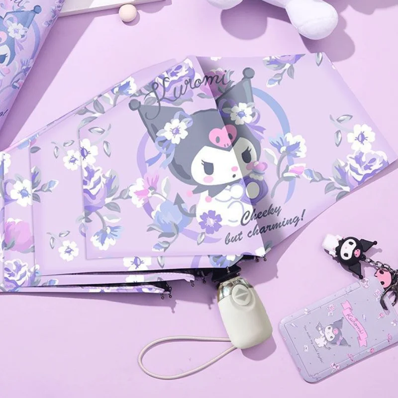 Мини-складной зонт Sanrio Kuromi с принтом, ветрозащитный, милый, для хранения, подарок для девочек, для дождливых дней, портативный, двойного назначения, Y2K, в наличии (art.: 3920d8752aa5f) - 3920d8752aa5f