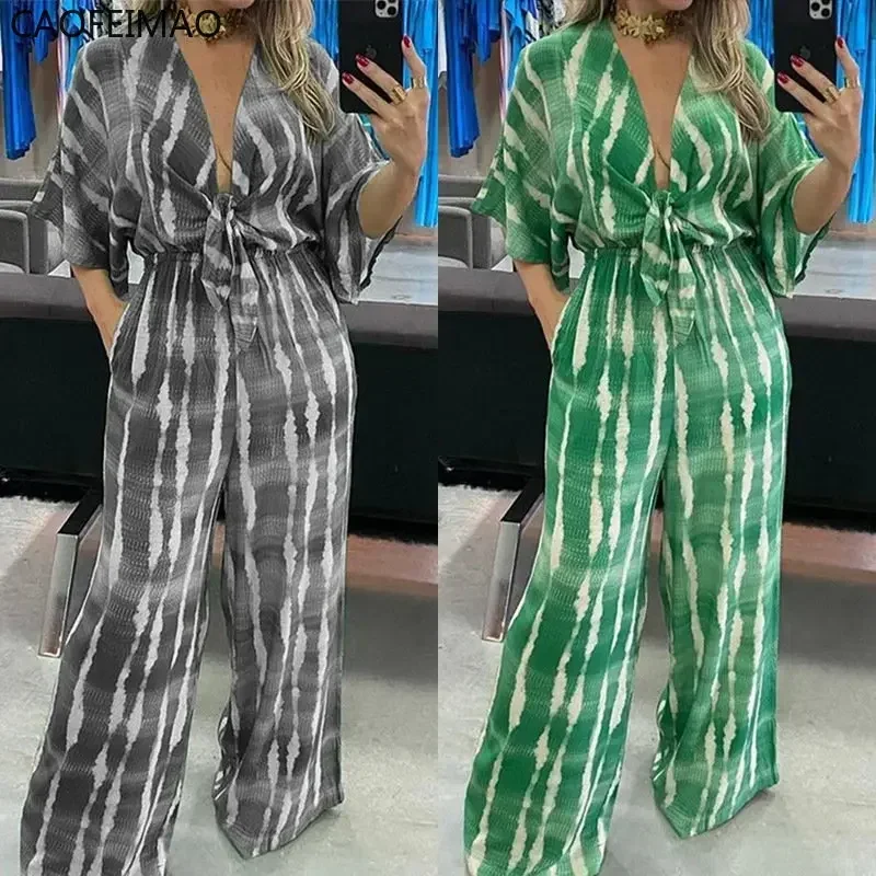 Caofeimao женский комбинезон с длинными рукавами и v-образным вырезом на шнуровке