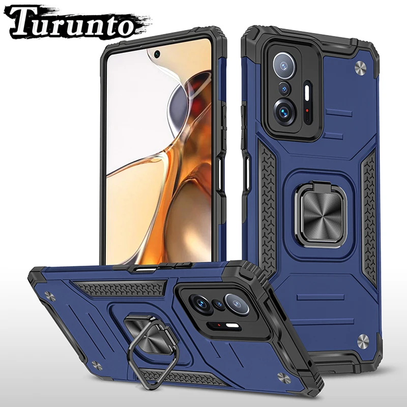 

Shockproof Armor Phone Case For Xiaomi 11T Pro Magnetic Metal Ring Holder Cover For Xiaomi 12 12X 12Pro 12Lite 10T Lite Mi11T