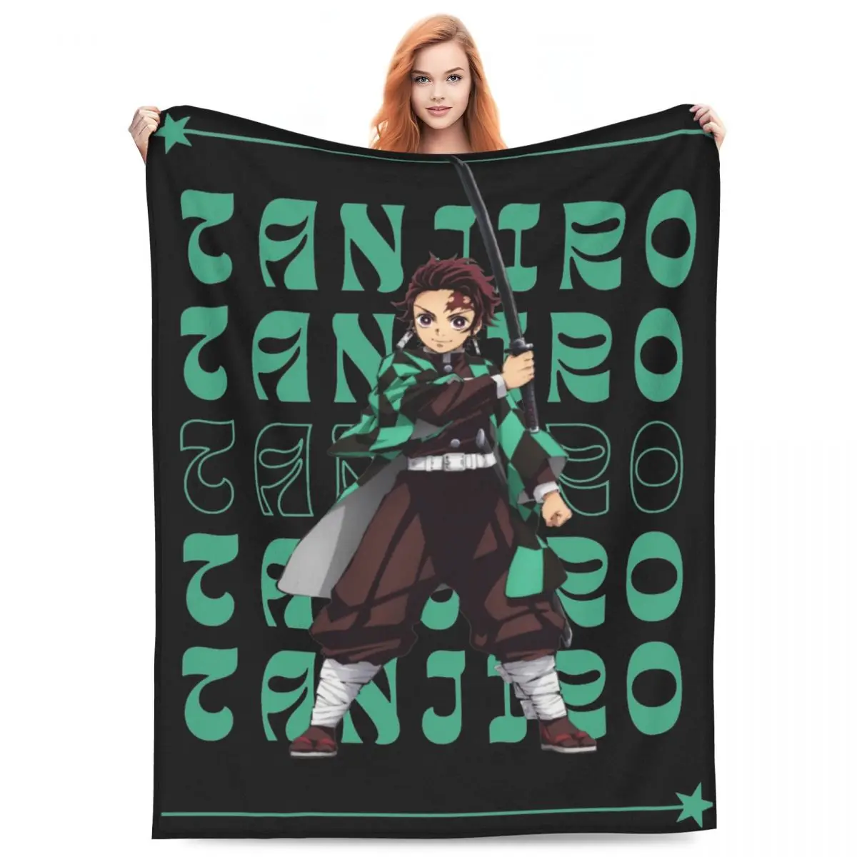 

Tanjiro Kamado Demon Slayers Blankets Flannel Textile Decor Japanese Anime Multifunction Warm Throw Blankets for Bedding Quilt
