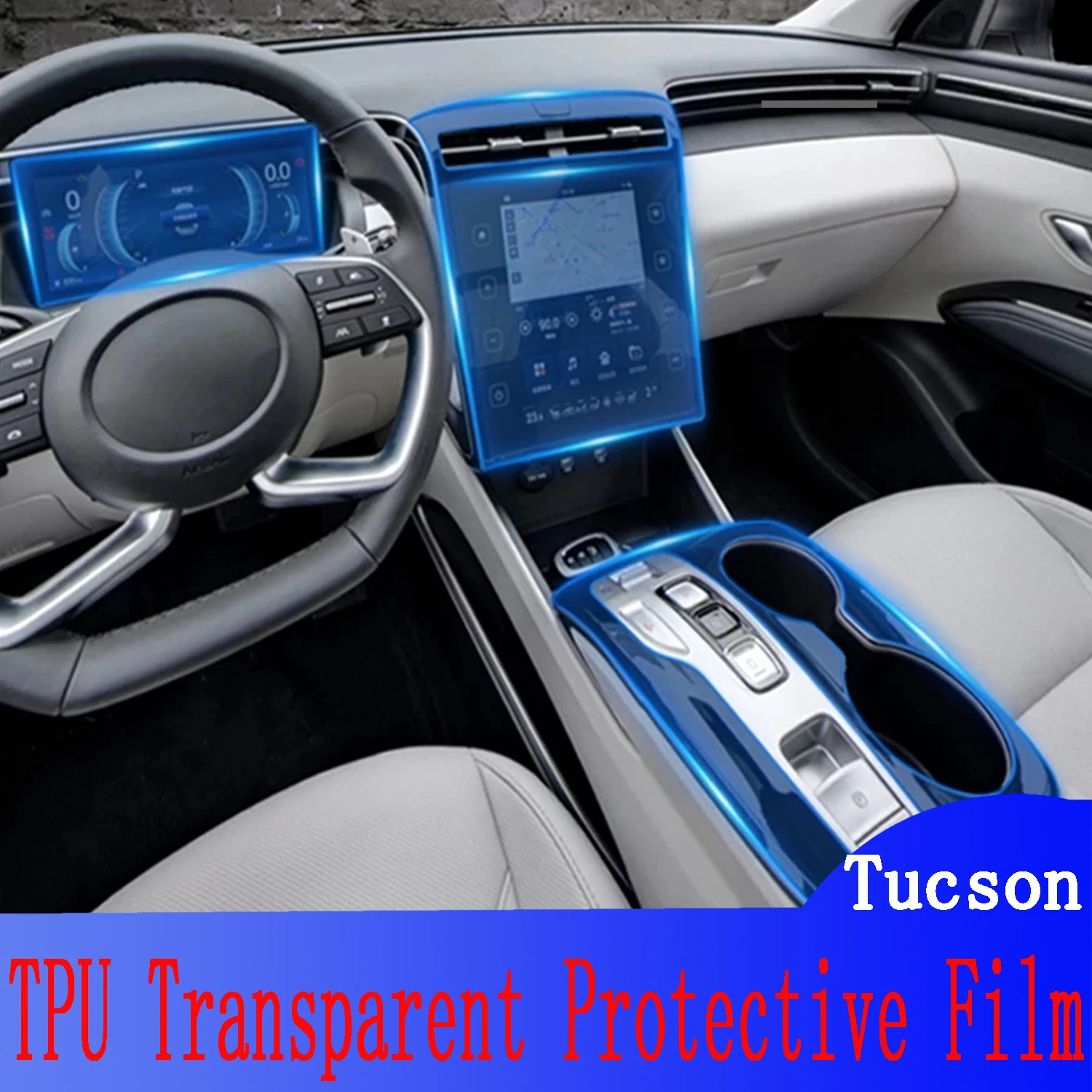 For Hyundai Tucson 2021 2022 Nx4 Car Center Console TPU Protection Anti-Scratch Film Interior Modification Sticker Accessories