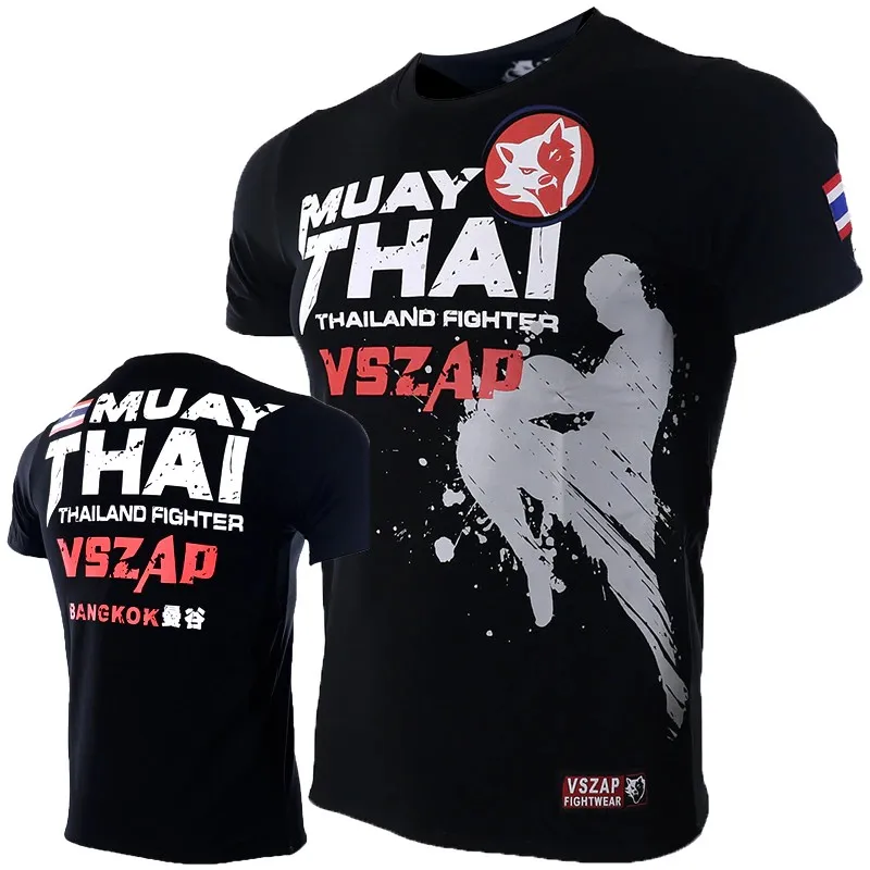 Men's Muay Thai T Shirt Running Fitness Sports Short Sleeve Outdoor Boxing Wrestling Tracksuits Summer Breathable Quick Dry Tops