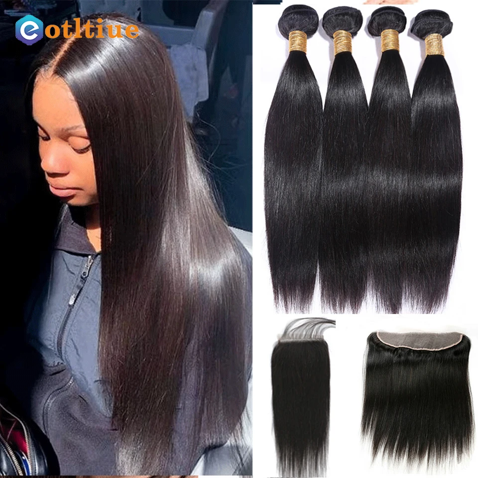 Костяные прямые искусственные волосы с фронтальной застежкой перуанские HD