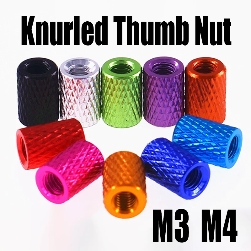 Купи 1PCS M3 M4 Colored Aluminum Knurled Thumb Nut Double Pass Hand Tighten Nut For DIY/Computer Case/Aircraft Model Parts за 37 рублей в магазине AliExpress