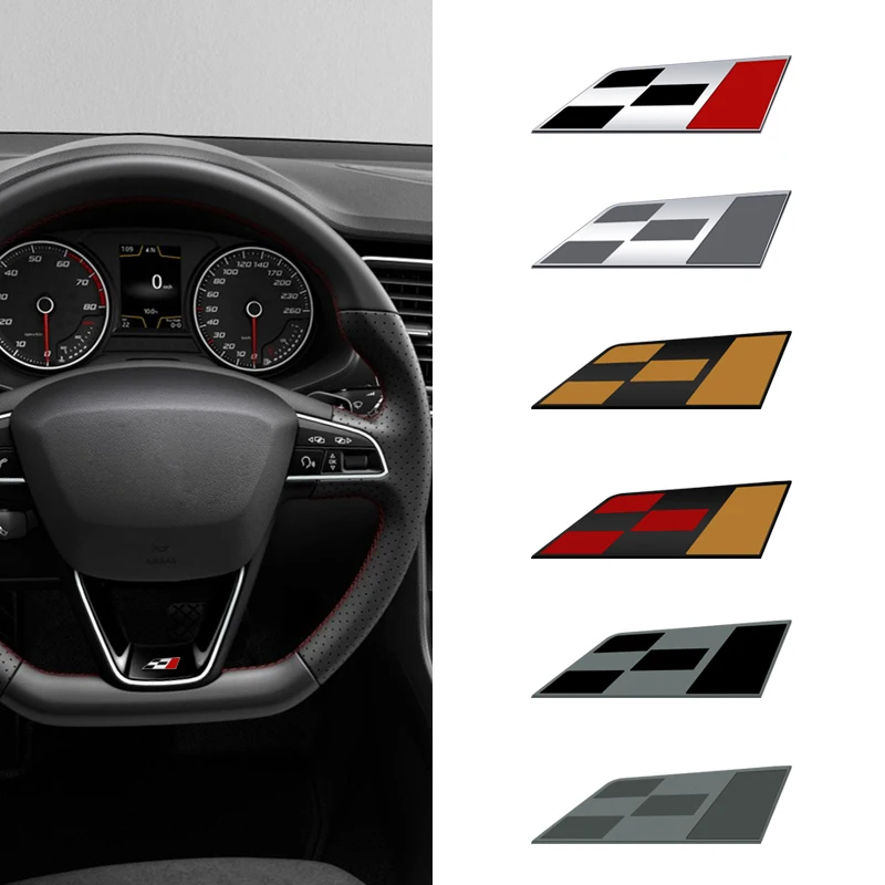 

Race Flag Metal Emblem Car Steering Wheel Badge Sticker Decal for Cupra Leon Ibiza Exeo Toledo Mii Alteca Tarraco Accessories