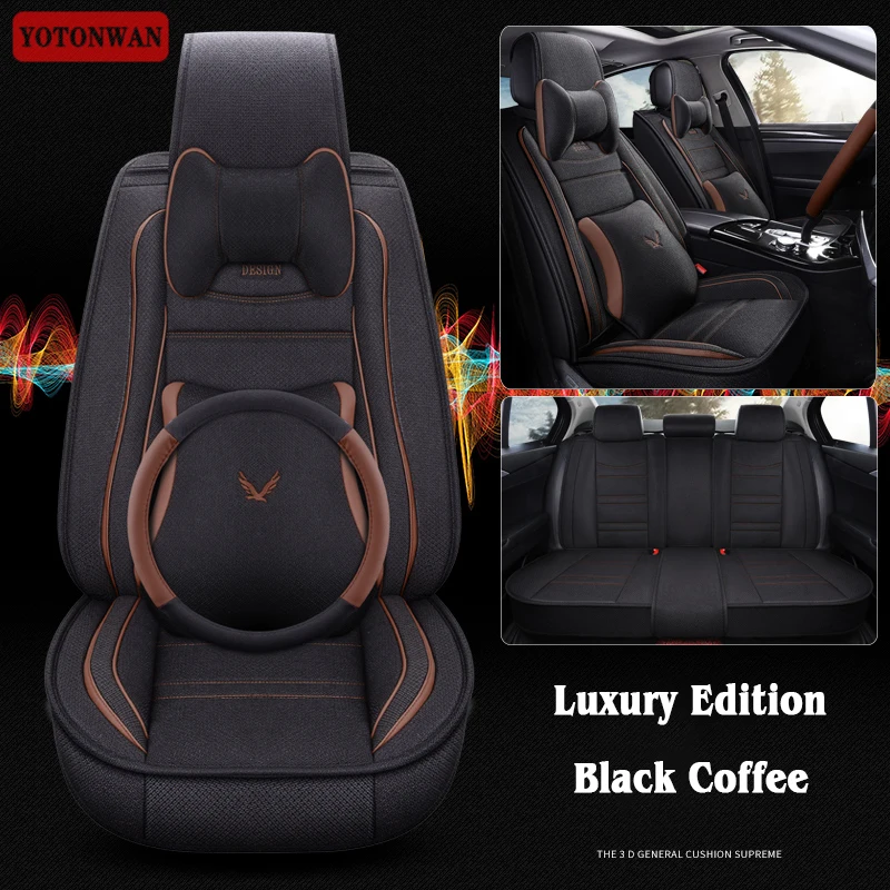 

YOTONWAN 5D Universal Linen Flax 5 Seats Car Seat Cover For Toyota Corolla Chr Auris Wish Aygo Prius Avensis 40 50 Car-Styling