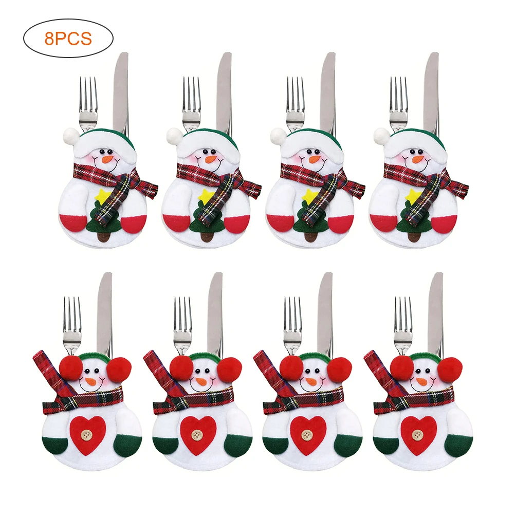 

8Pcs/Set Christmas Table Decor Silverware Cutlery Tableware Holder Pocket Santa Suit Gift 2023 New Year Gift Bag