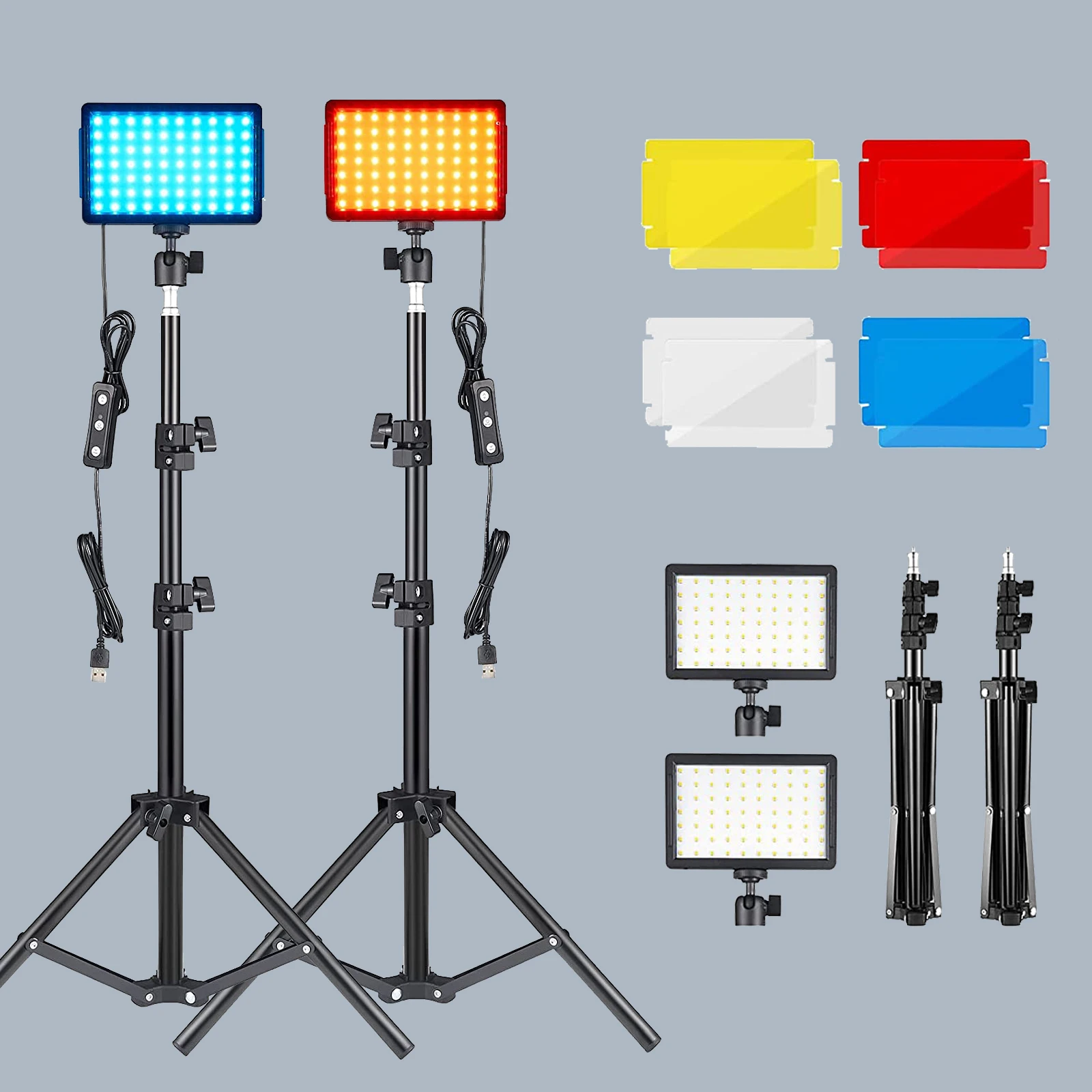 

Светодиодная осветительная панель для фотостудии, набор оссветильник ительных приборов со штативом и фильтрами RGB для прямой трансляции ...