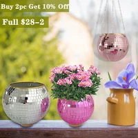 retro disco ball hanging planter flower pot mirror hanging baskets garden home decor wall planter flower vase garden accessories