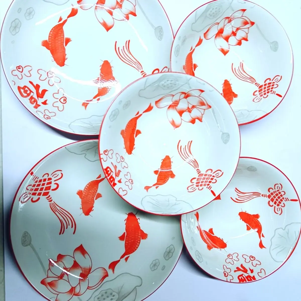 Круглая тарелка с золотой рыбкой овощная для дома новый весенний фестиваль Lucky Fish