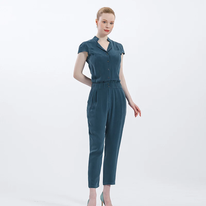 Silk Fashion Jumpsuit Women Hot Sale Summer New Office Lady High Waist Size 3XL Pants Overalls for Women Free Shipping KS158