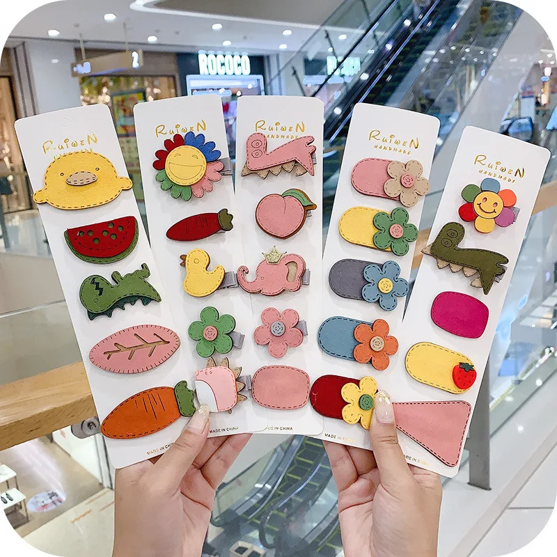 

5/1 Pcs/Set Girls Barrettes Cute Cartoon Fruit 5 Cm Hairpins Lovely Hair Clips Barrettes Headband Kids Sweet Hair Accessories