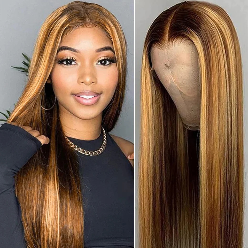 

Highlight Wig Human Hair Hd 13x4 Lace Frontal Wigs For Women Brazilian 30 Inch Ombre Highlighted Blonde Straight Lace Front Wigs