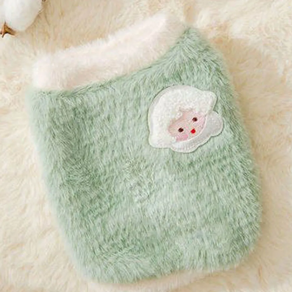 Long Plush Sleeveless Pet Winter Clothes Cute With Animal Pattern Thickened Warm Vest for Kitten Puppy Anti Drop Pet Clothing images - 6