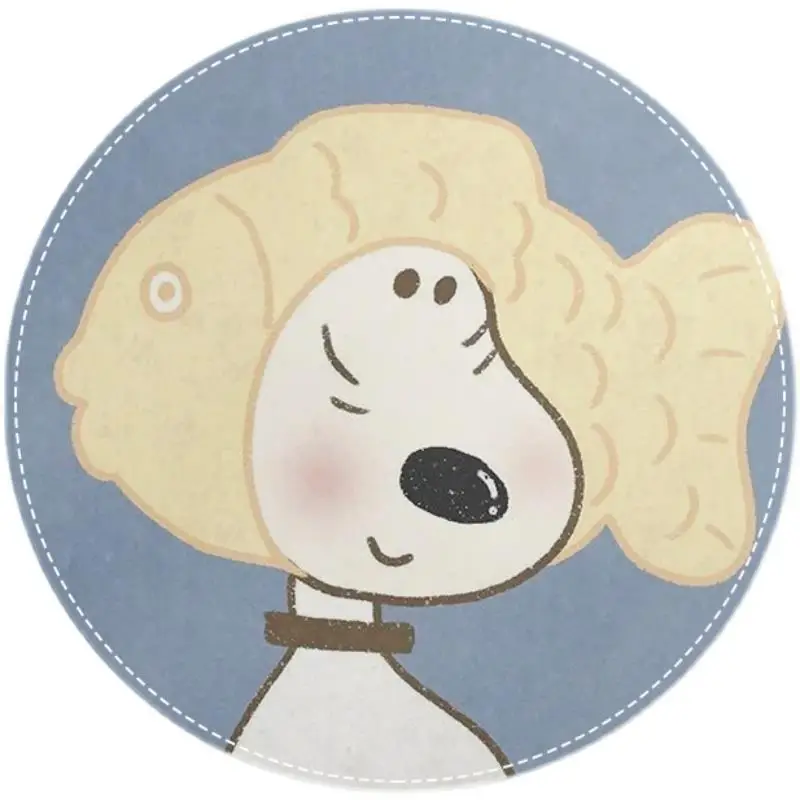 Игровой коврик для мыши с милым мультяшным Снупи круглый небольшим замком