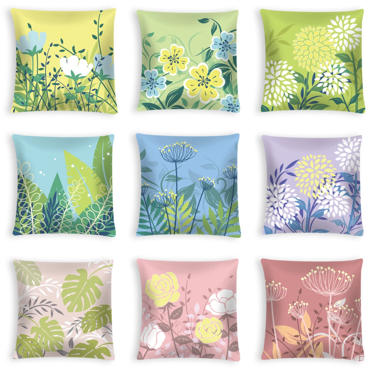 

2022 New Spring Summer Floral Pillows Case Modern Hipster Multicolors Flowers Leaves Cushions Case Home Decor Sofa Throw Pillows