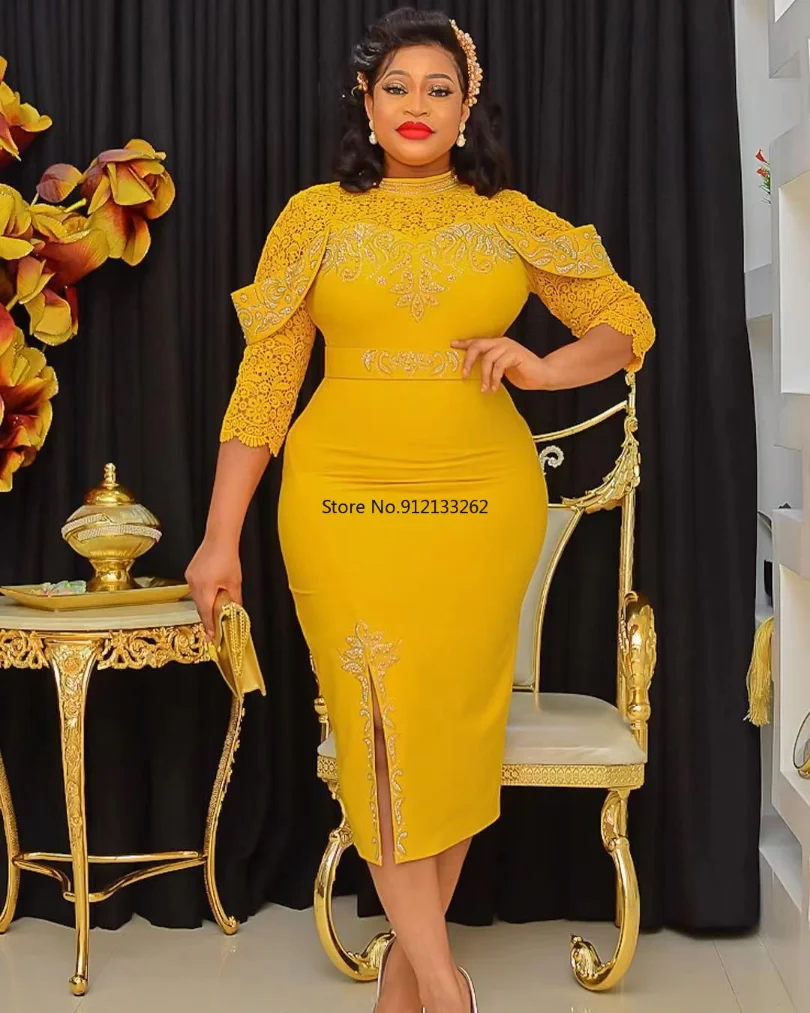 

Plus Size African Party Dresses for Women 2022 New Fashion Dashiki Ankara Lace Wedding Gowns Elegant Turkey Office Lady Clothing