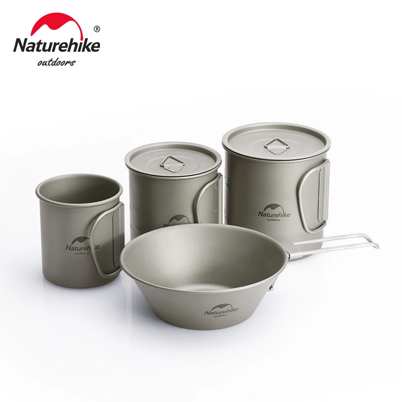 

Naturehike Lightweight Titanium Flatware Set Folding Water Cup Mug Tableware Outdoor Cookware Dinner Bowl NH20CJ005