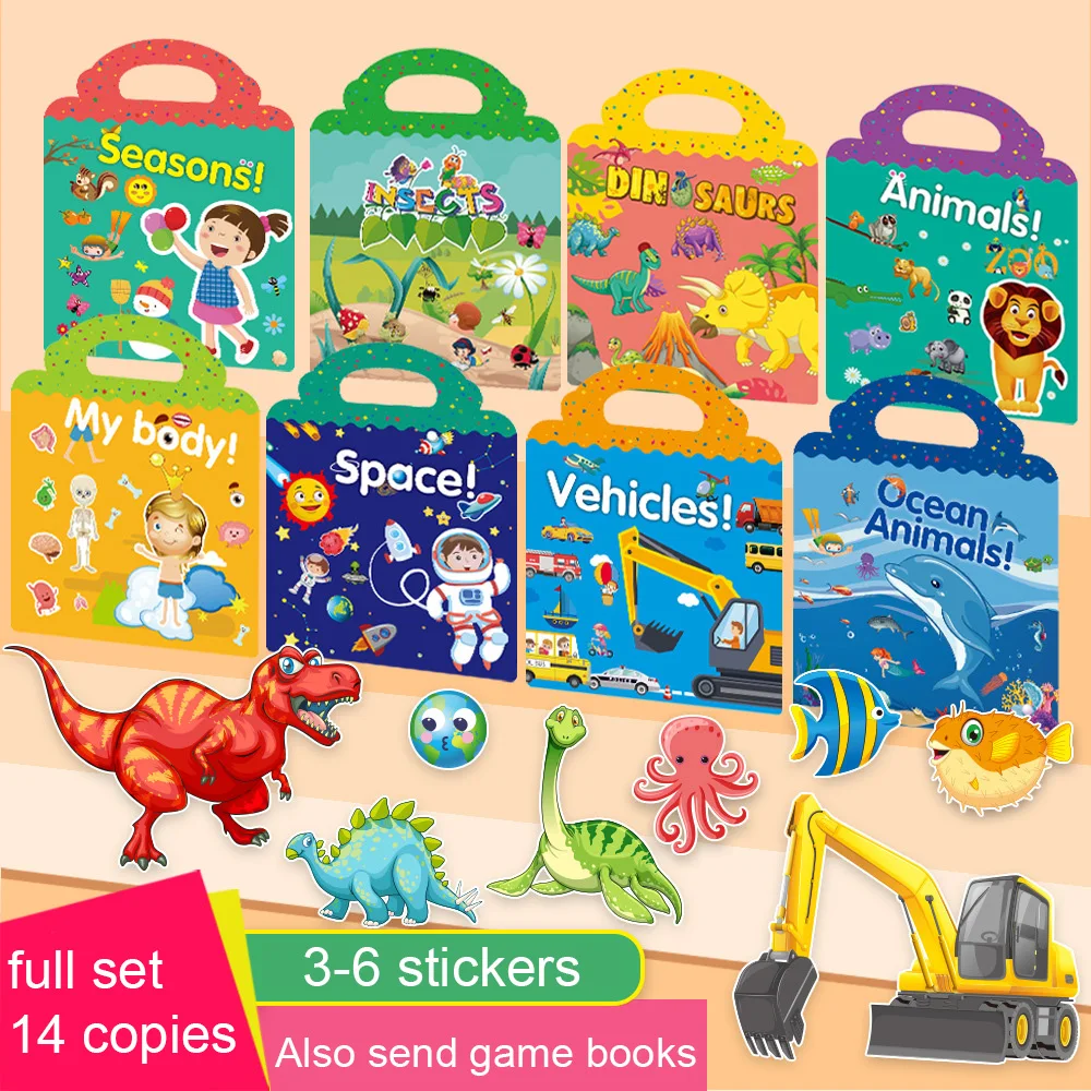 

Hot New Children Scene Stickers DIY Hand-on Puzzle Sticker Cartoon Animal Birthday Party Learning Cognition Toys For Kids Gift