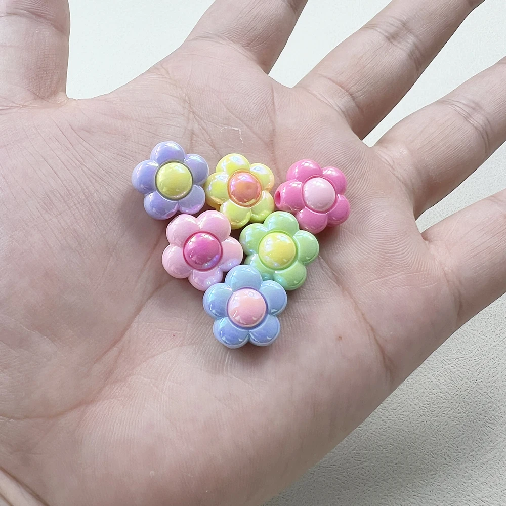 10pcs 16mm Acrylic Flowers Polymer Beads Handmade Disk Loose Spacer Beads for Jewelry Making DIY Bracelet Necklace Heishi Beads