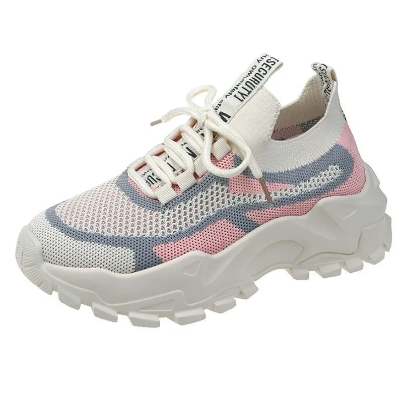 

Mesh Breathable Women Casual Sneakers Lace-up Vulcanized Shoes Ladies Platform Sneakers Female Shoes
