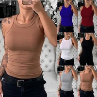 2022 summer fashion new womens solid color sleeveless slim top casual vest