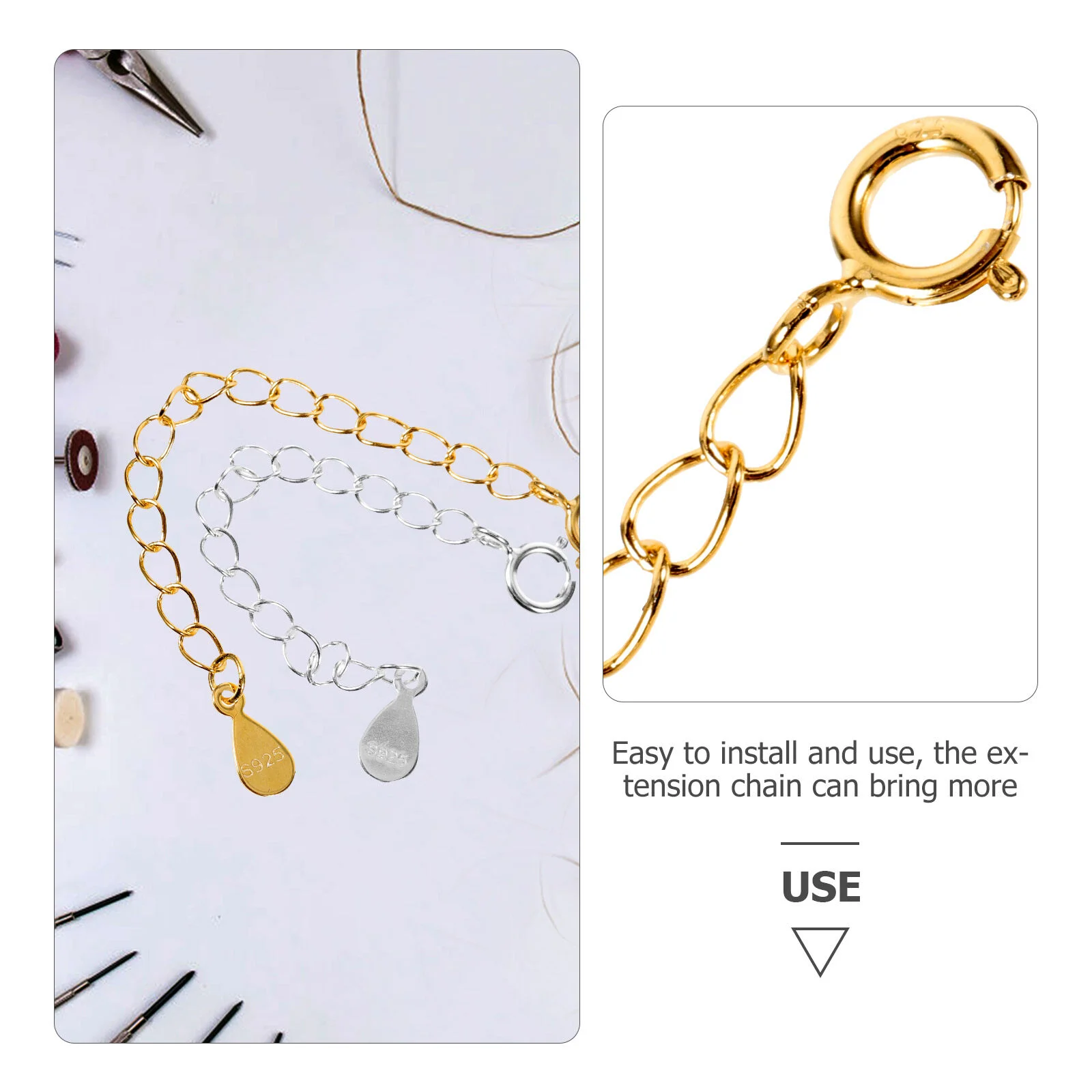 6 Pcs Chain Extensions Necklaces Sterling Silver Bracelet Supplies Extenders Portable Chains