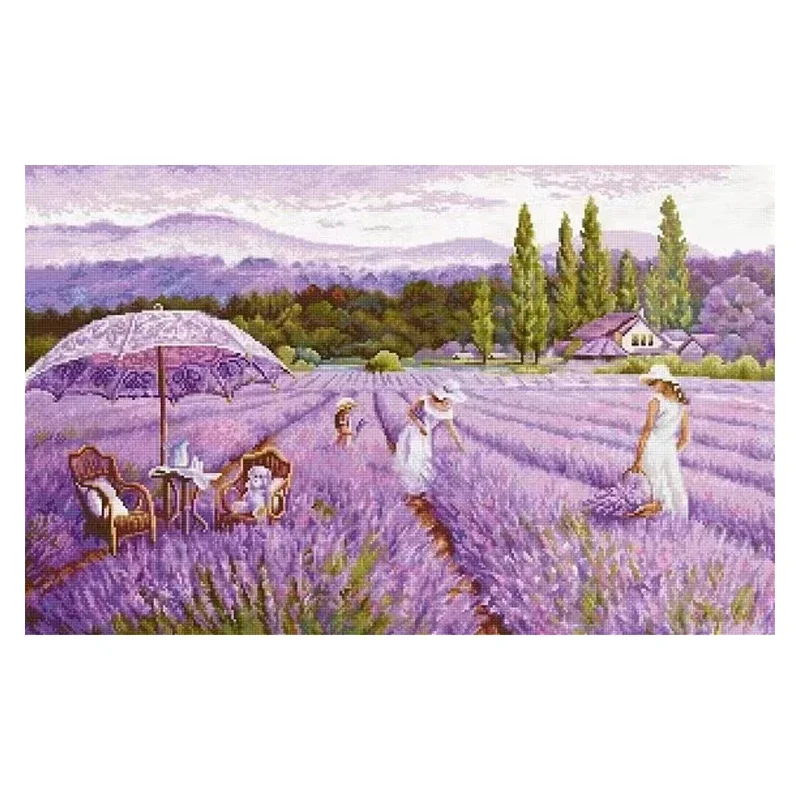 Набор для вышивки крестиком Amishop BU5008 красивый комплект творчества с лавандовым