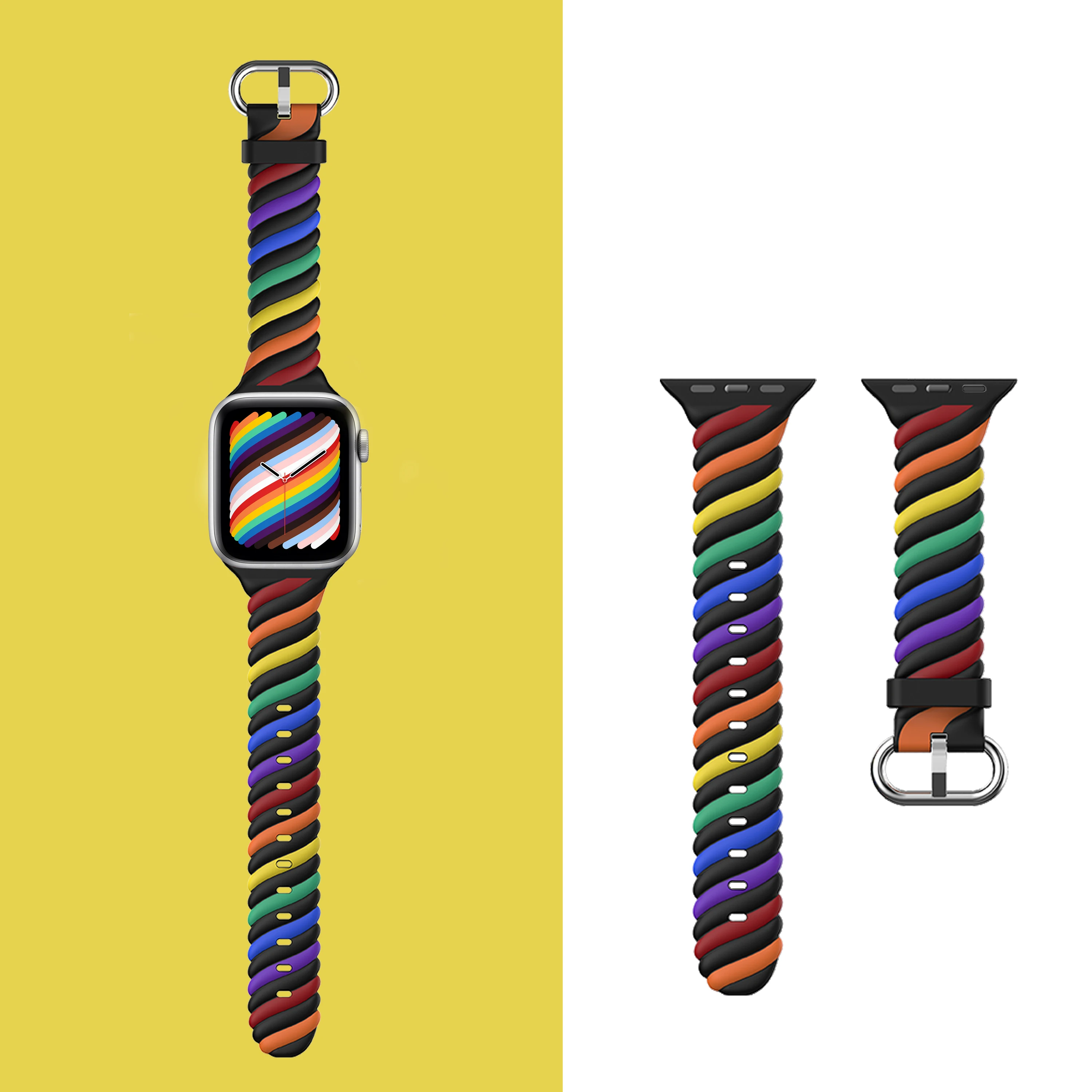

Two-color silicone strap For Apple watch 6 5 4 3 2 SE 44mm 42mm 40mm Sport replacement strap For iwatch Ultra 49mm 8 7 45mm 41mm