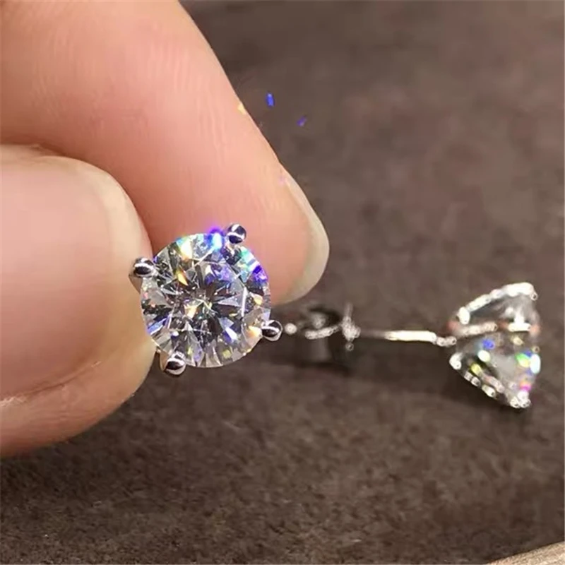 

real Natural Diamond Jewelry Garnet Earring for Women Solid S925 Sterling Silver Orecchini Bijoux En 925 Diamond Stud Earrings