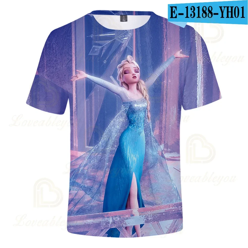 Летняя футболка для маленьких девочек Волшебная мультяшная Анна Эльза хлопковая