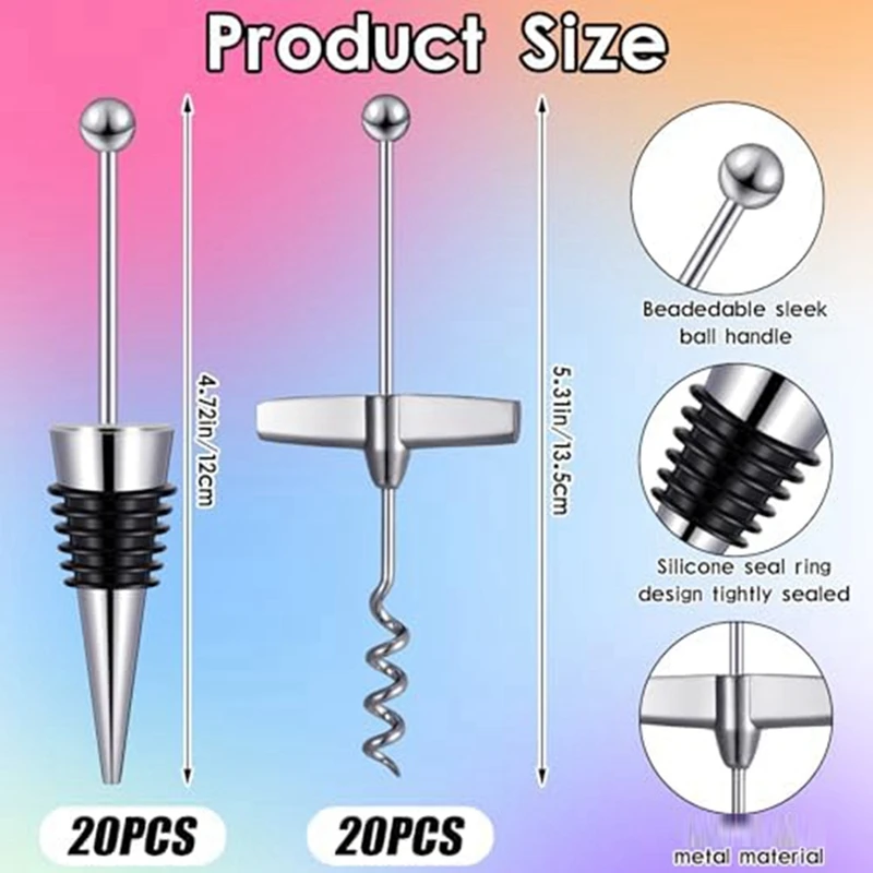 40 шт. декоративные пробки для бутылок вина с бисером