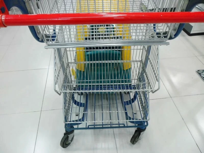 Детская игрушечная тележка для супермаркета 3-х слойная с замком безопасности