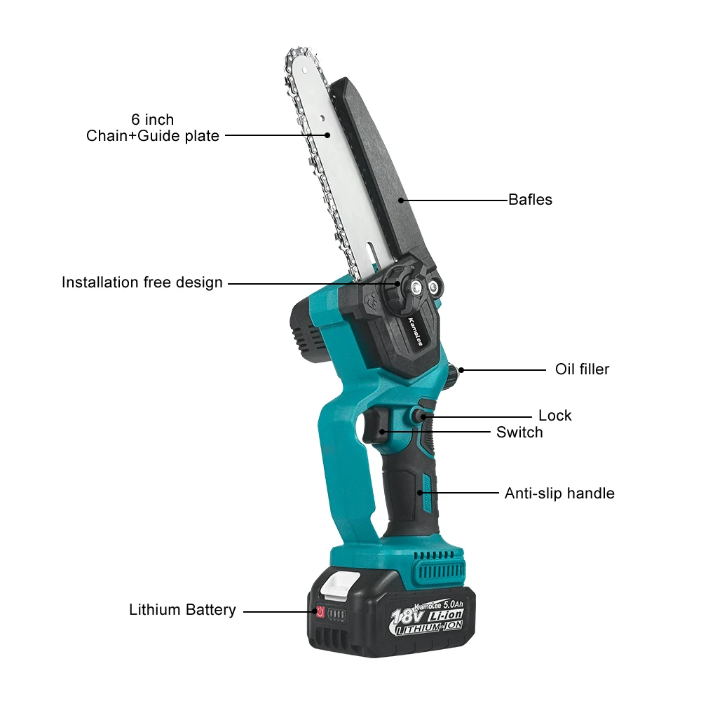 Миниатюрная бесщеточная электрическая пила Kamolee 6-дюймовая