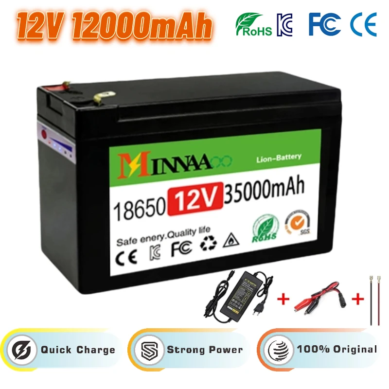 

NEW 12V 120Ah Built-In High Current 30A BMS 18650 Lithium Battery Pack For Electric Vehicle Batterie 12.6V Charger