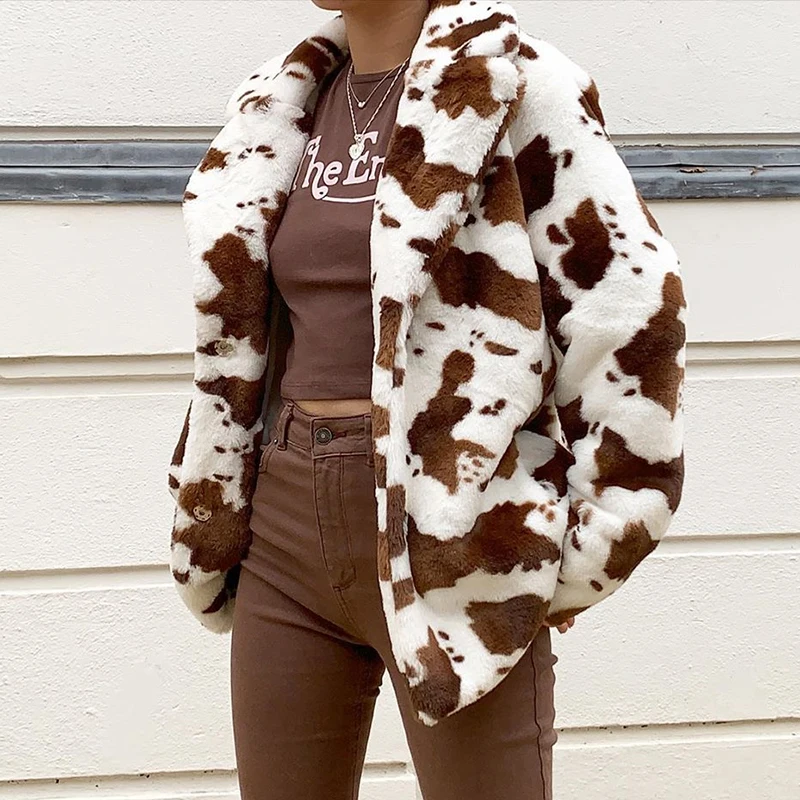 Leopard Print Casual Loose Faux Fur Coat warm Woman Jacket 2022 Winter Streetwear Female Fluffy Overcoat Y2K Fashion Outwear