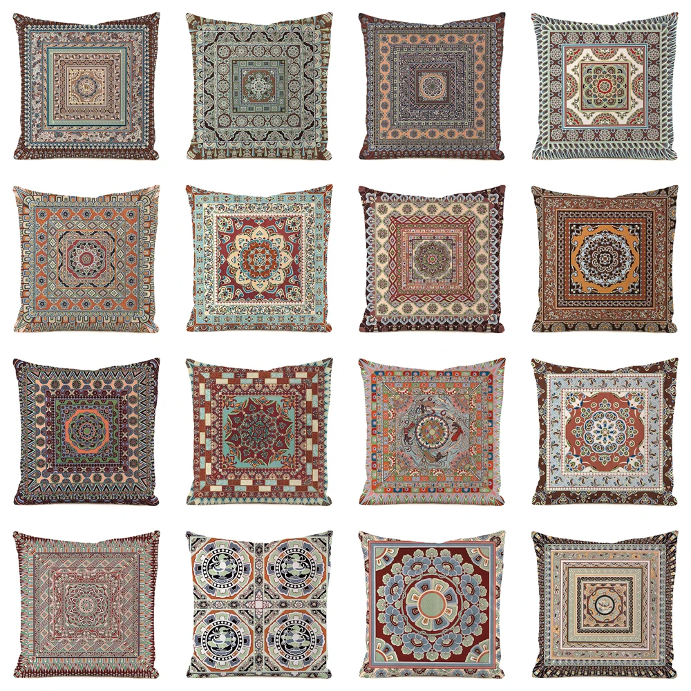 

Vintage Geometric Cushion Cover Bohemian Pattern Print Sofa Pillow Case Ethnic Style Home Decor Throw Pillow Cover 45x45cm