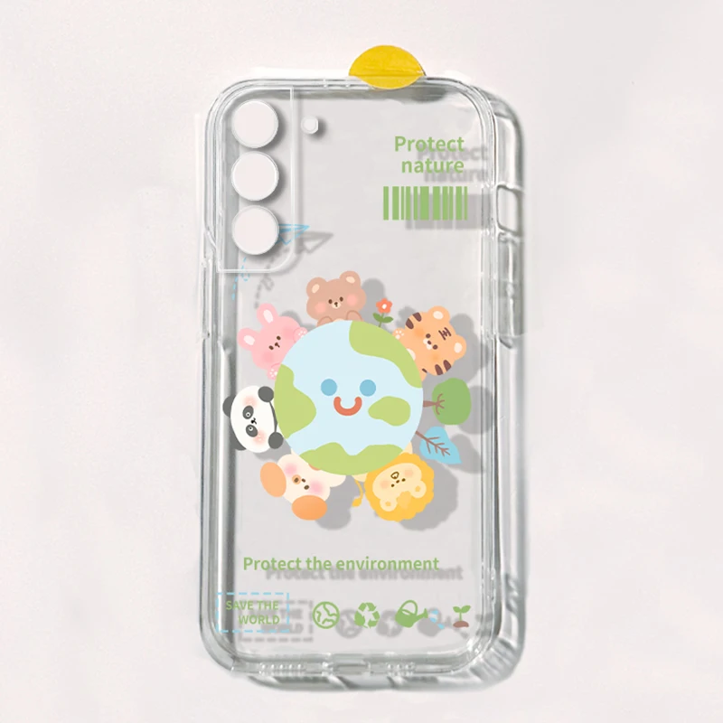 

For Samsung S23 S22 Ultra Plus Cute Series Graffiti S21 Transparent Premium Straight Edge Protective Case