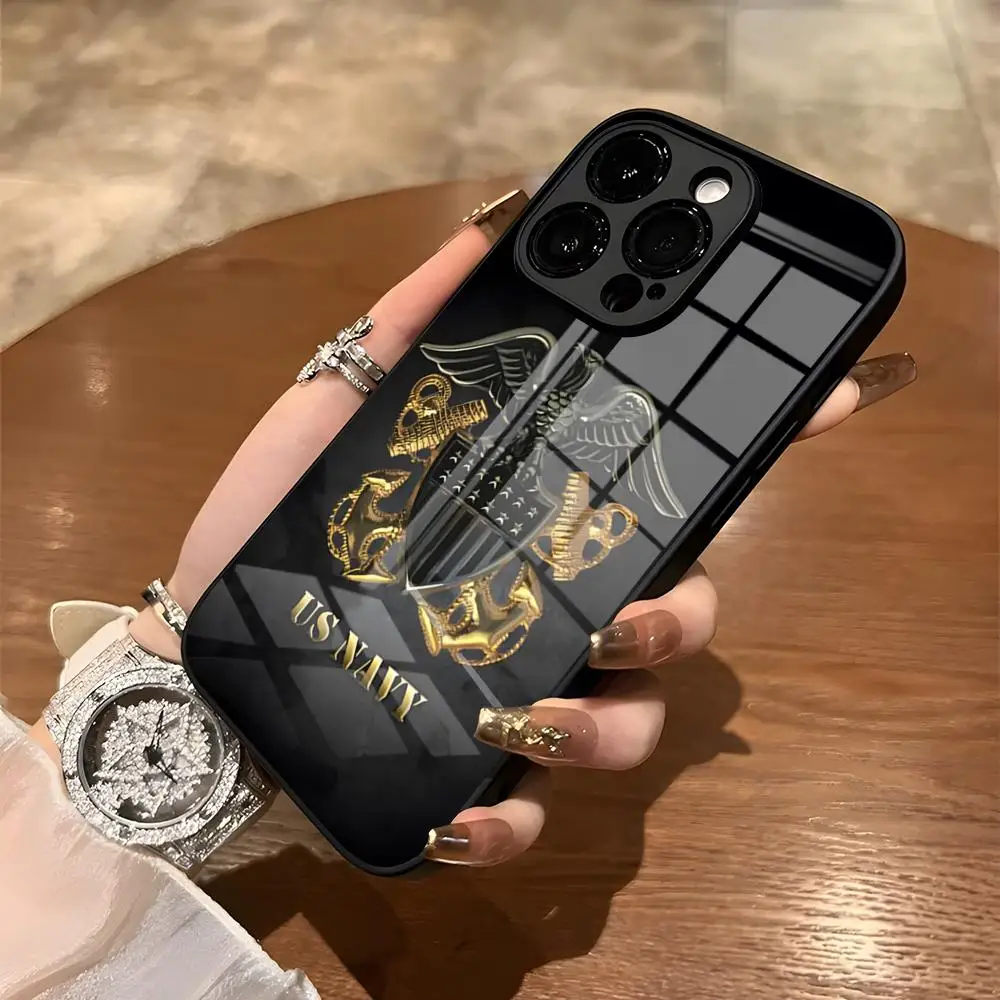 Чехол для телефона USMC Marine Corps IPhone 15 Pro Max 14 12 16 11 13 Mini X XR XS 8 7 Plus SE Задняя крышка из