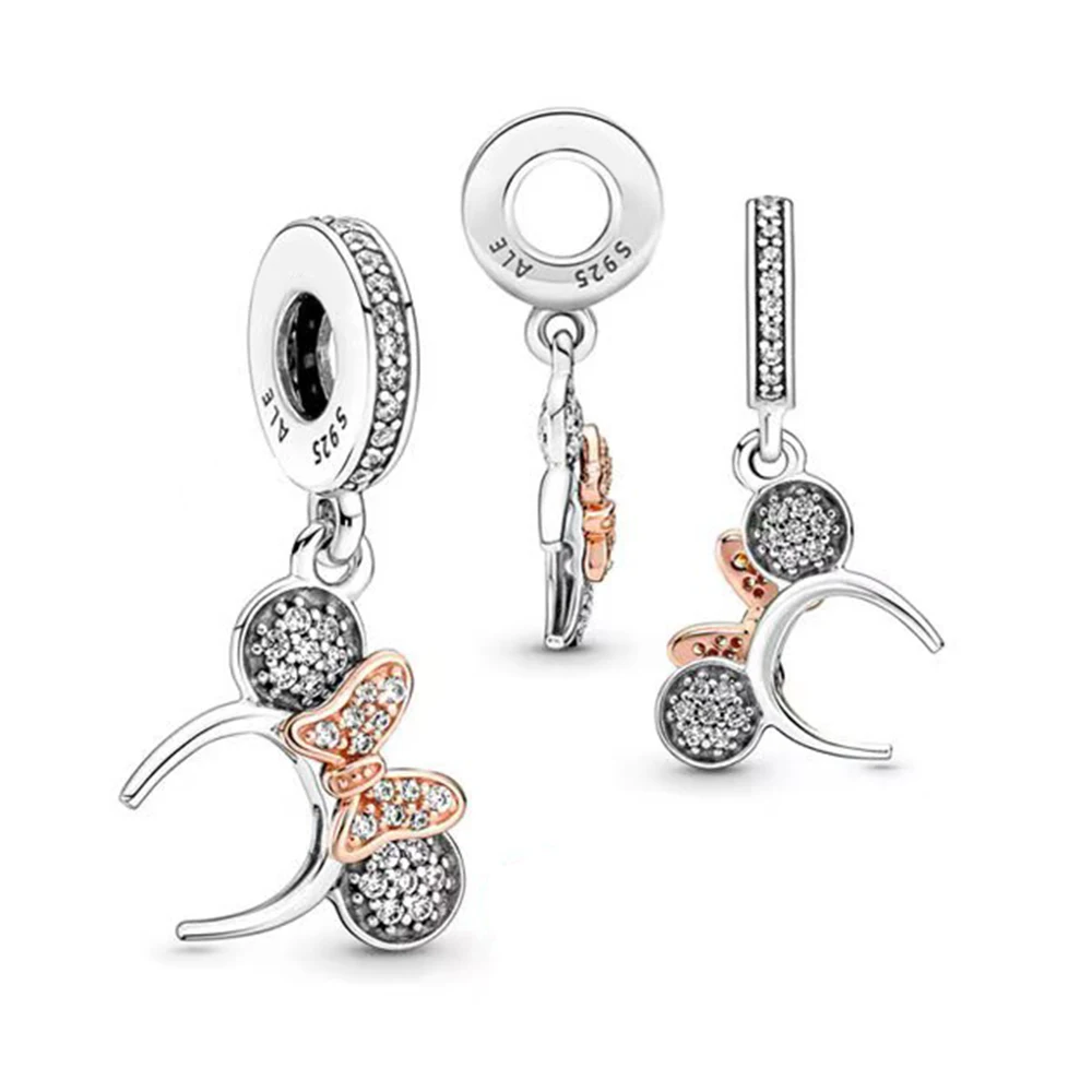 Pandora-Pendentif Minnie Magic PleCastle pour femme, perles de crâne 7,5, bijoux doux, bracelet et collier à faire soi-même, argent 925
