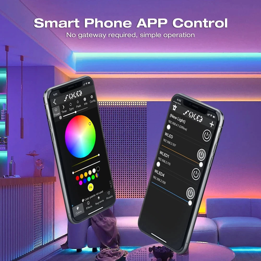 Фото ESP32 ШИМ WLED светодиодный контроллер 5 в 1 контроллер DC 12-24 В Wi-Fi беспроводное управление приложением легкая проводка DIY статический динамический режим освещения №3
