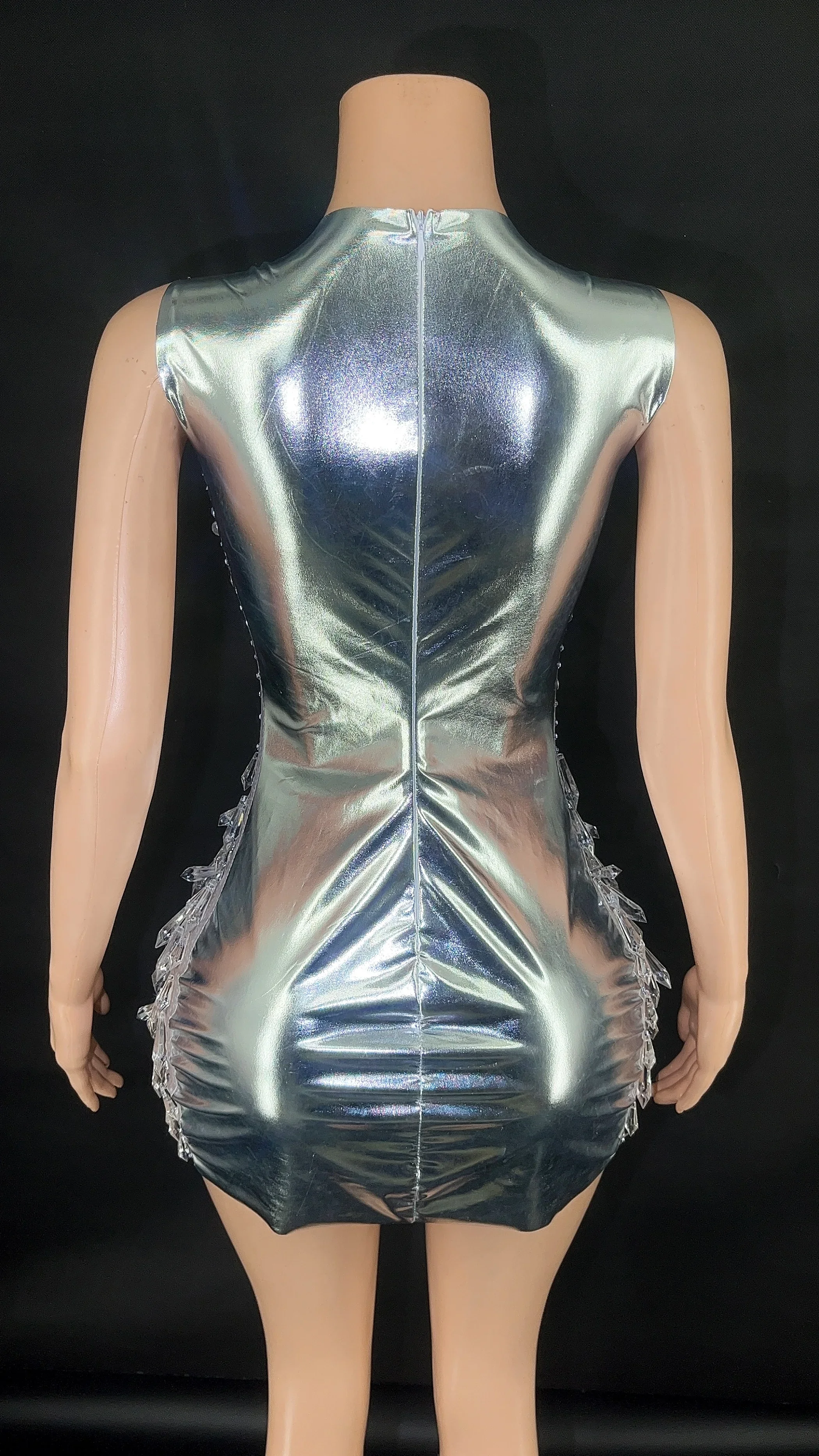 Короткое платье на день рождения со стразами и кристаллами женское сексуальное