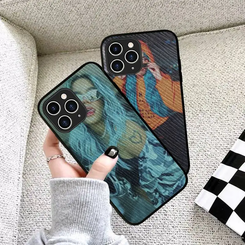 

FHNBLJ Singer Karol G Phone Case Hard Leather Case for iPhone 11 12 13 Mini Pro Max 8 7 Plus SE 2020 X XR XS Coque