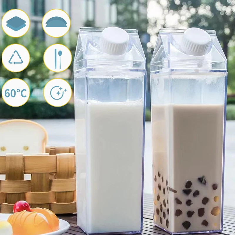 

500 мл/1000 мл молочная картонная бутылка для воды, прозрачная бутылка для сока, чая, молока, портативная Экологически чистая пластиковая герме...
