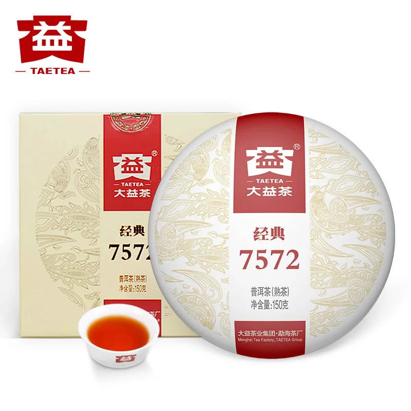 

2022yr Menghai Dayi Classic 7572 Ripe Puer Chinese Tea 100% Quality Guarantee TAETEA Shu Puer Chinese Tea 150g