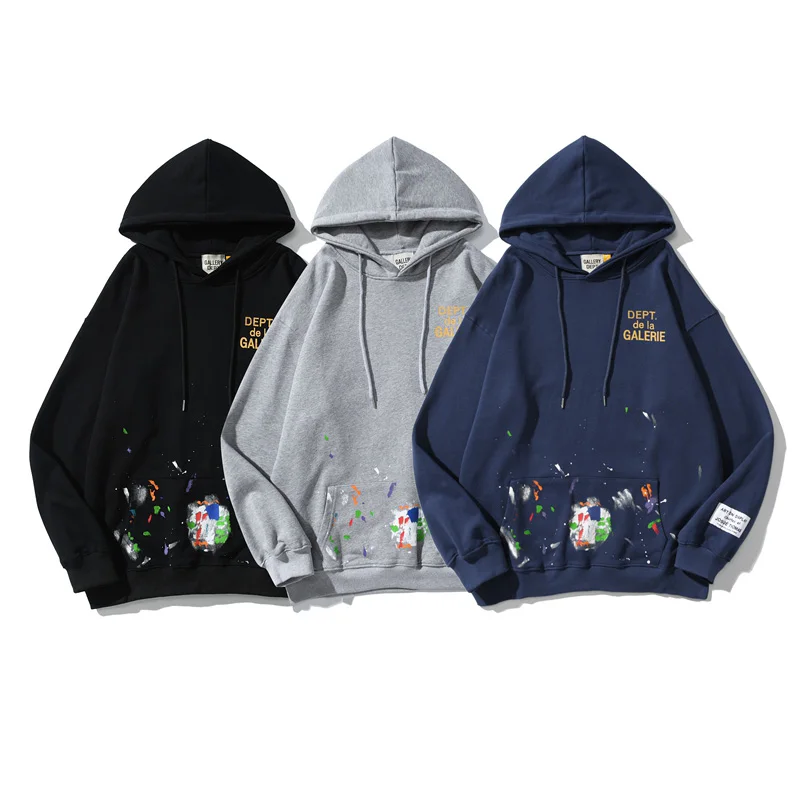 

22SS DEPT Speckle Graffiti Letter Print Hoodie High Street Men Women 1:1 Loose Fashion Casual Sweatshirts