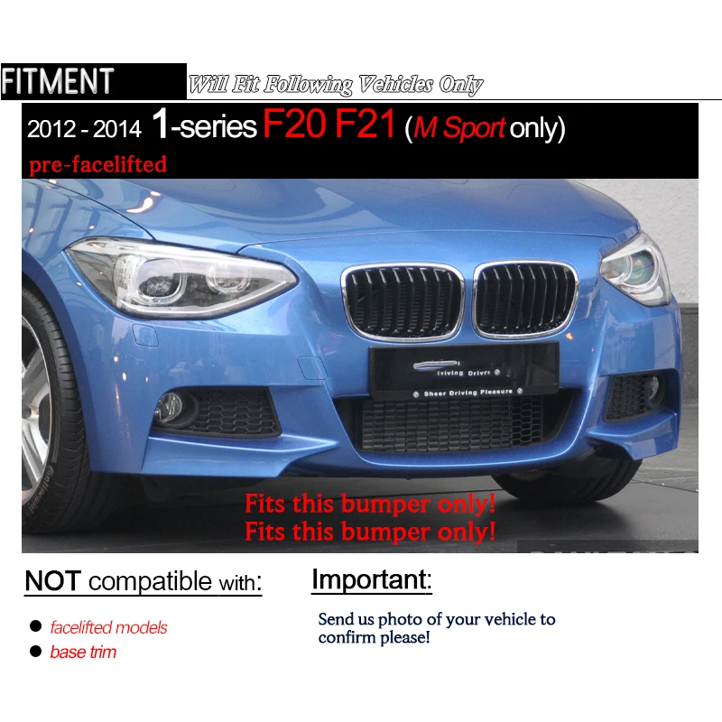 4 шт. глянцевый черный карбоновый принт передний бампер Cupspoiler Lip для BMW 2012-2014 Pre-LCI F20