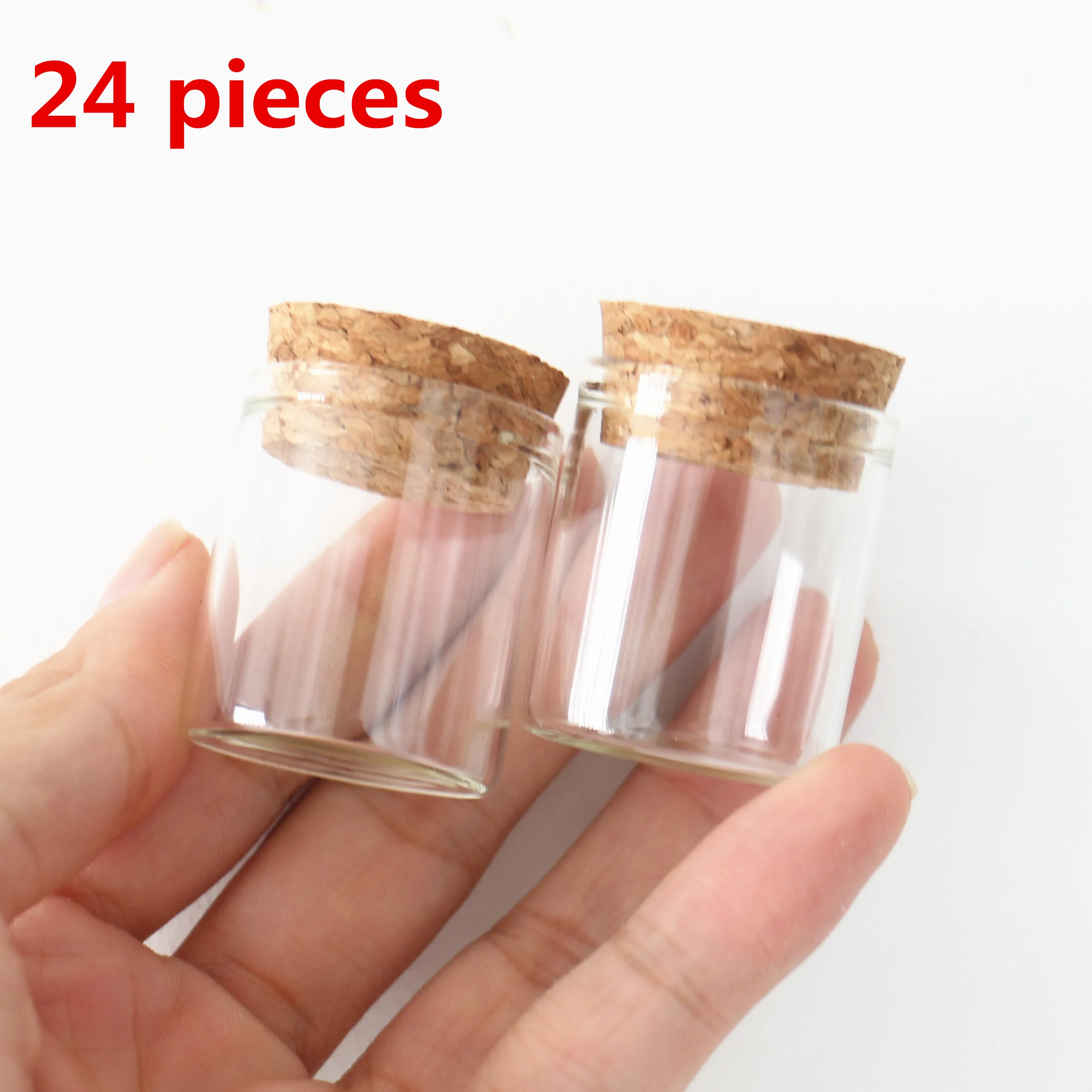 

24 pcs/lot 25*30*35mm 12ml Small Glass Bottle Stopper Glass Jars Test Tube Corks Spice Mini DIY Vial Bottles Container Jars