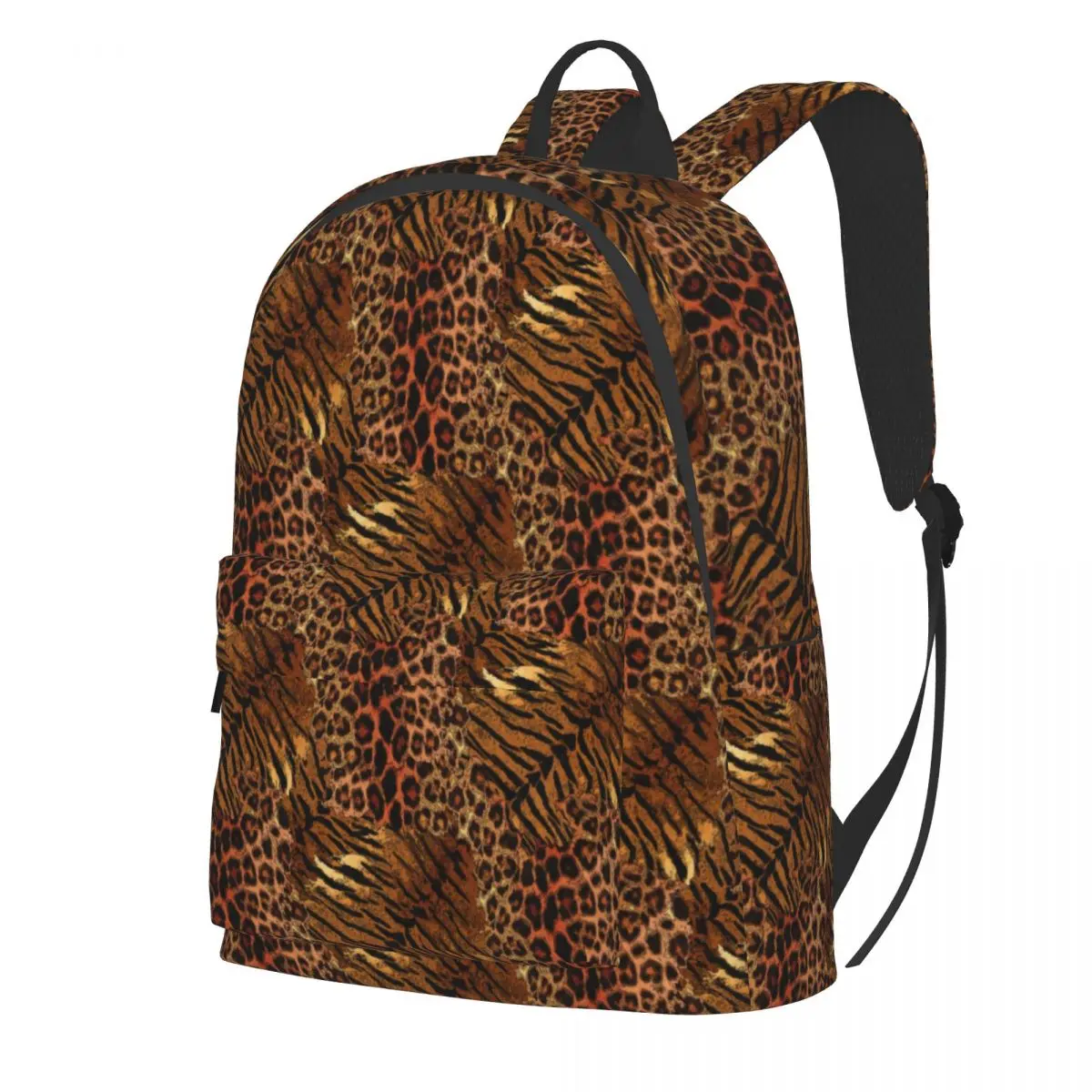 

Leopard Tiger Skin Backpack Trendy Spotted Striped Cat Student Polyester Travel Backpacks Big Funny School Bags Rucksack